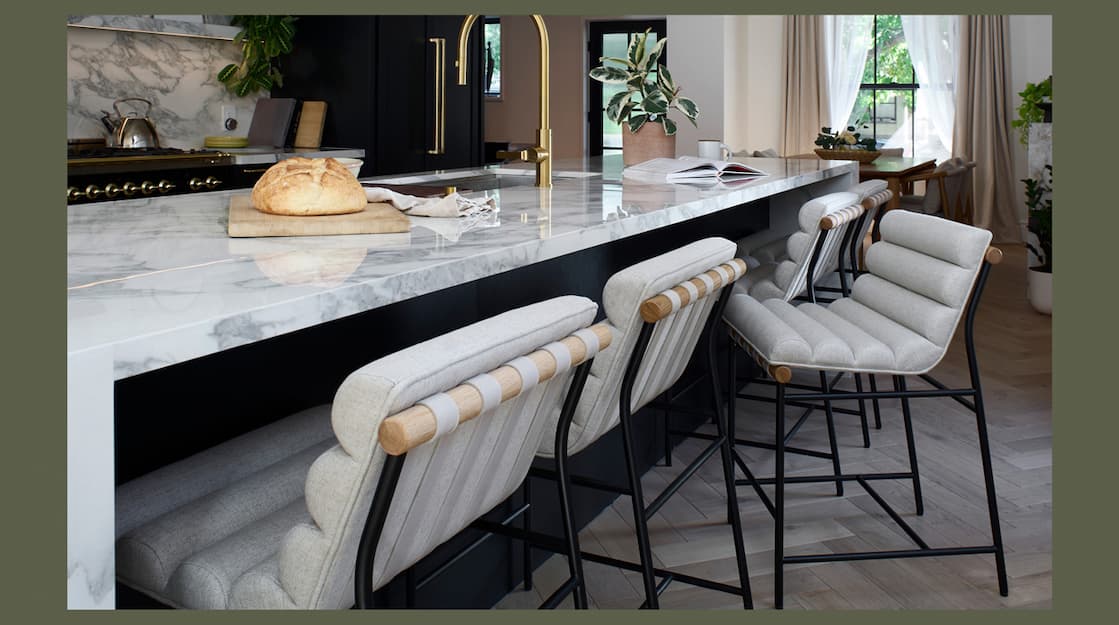 Vail Counter Stools in Cream Corduroy