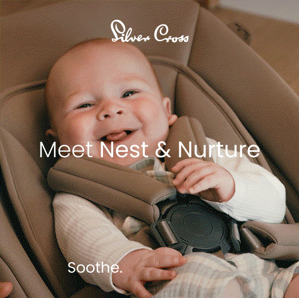 Meet Nest & Nurture, Soothe. Nourish. Grow. Images of Mother with Toddler and Baby, both children using Nest & Nurture.