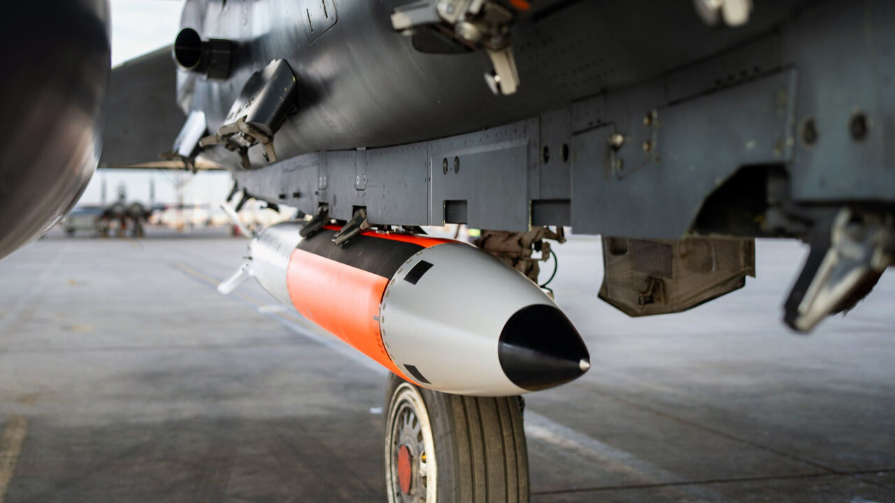 B61-12 is seen attached to a plane. 