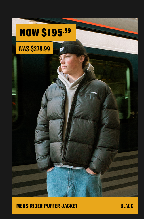 MENS RIDER PUFFER JACKET BLACK