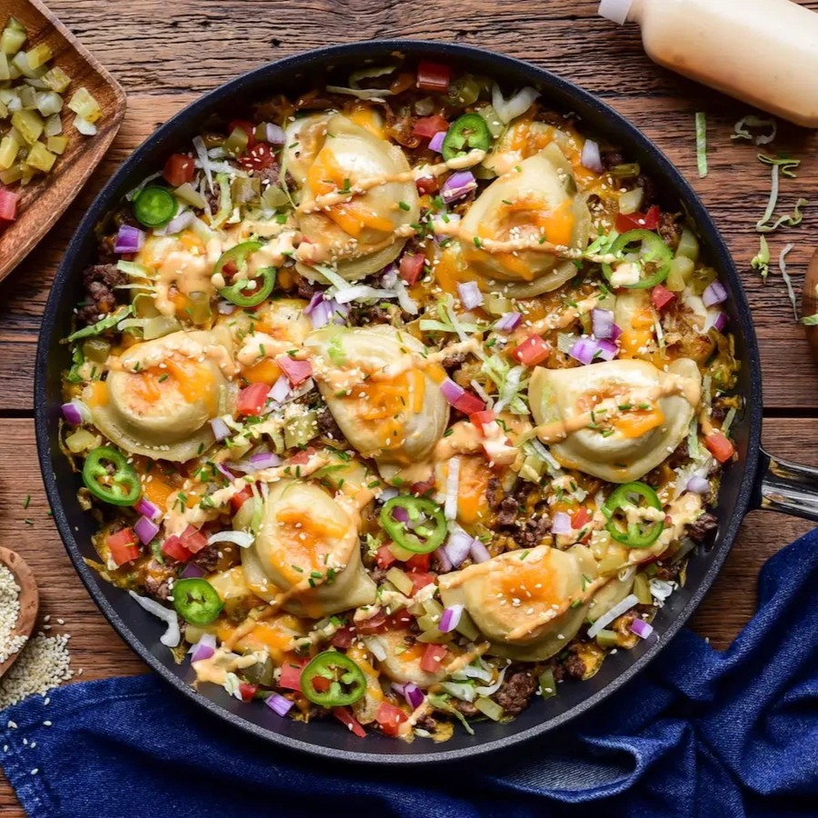 IMG: Crispy Cheeseburger Pierogi Skillet