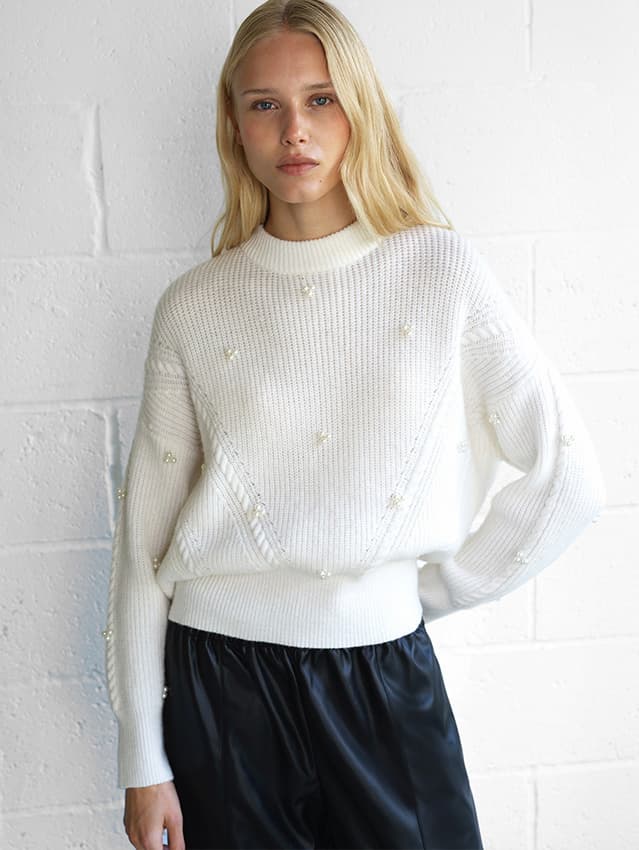 Mersai Pearl Embellished Knit Jumper
