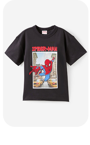 SPIDER-MAN black t-shirt with vintage comic book graphic print design