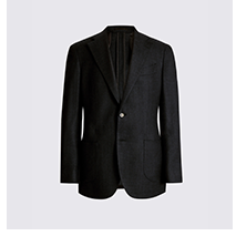 Italian Tailored Fit Black Twill Jacket