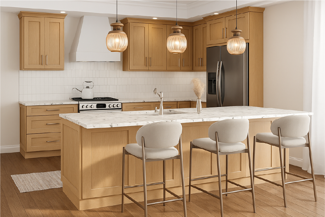Kitchen with Natural Shaker cabinets