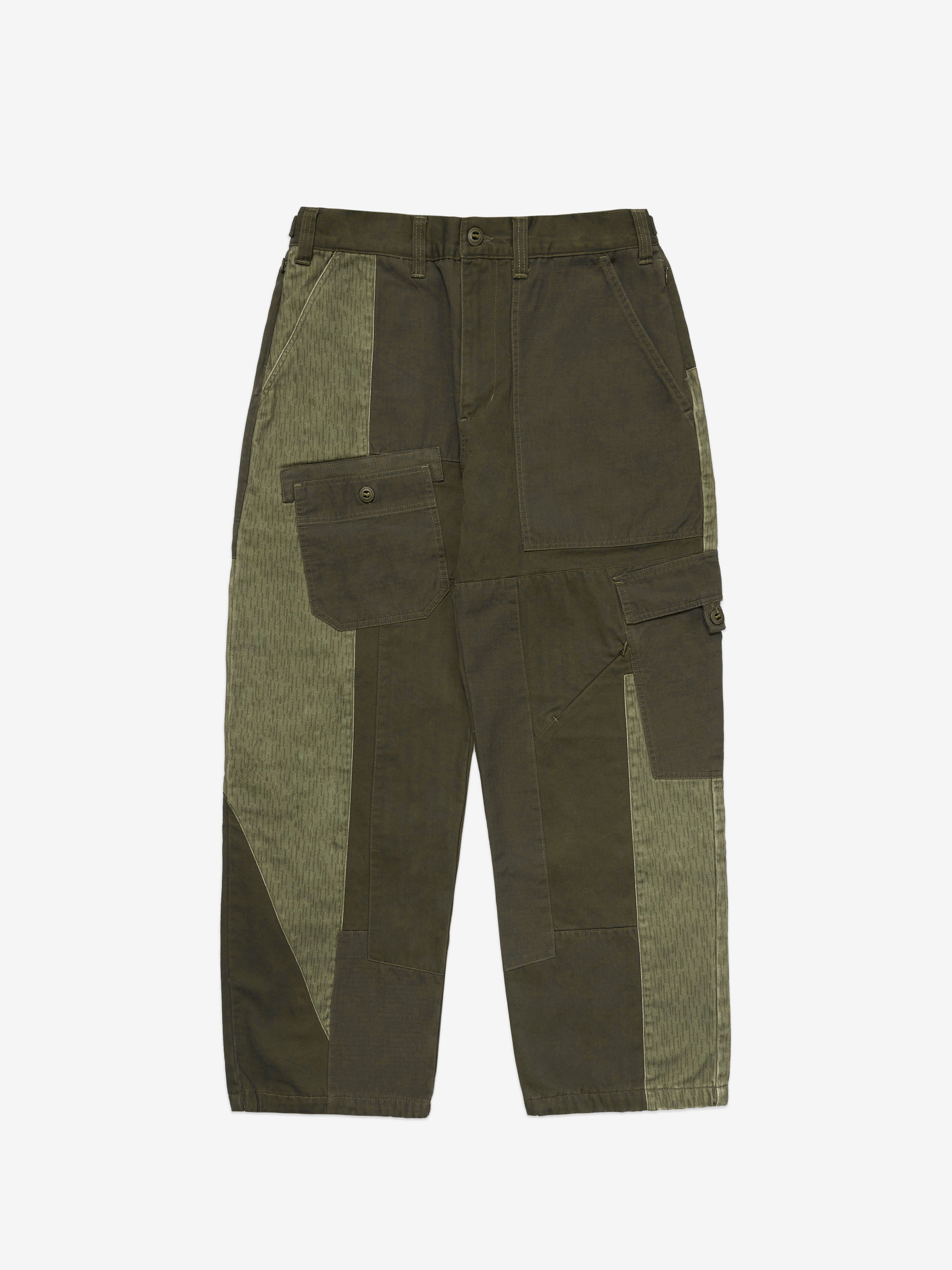 Image of Patchwork Cargo Trousers - Army Green