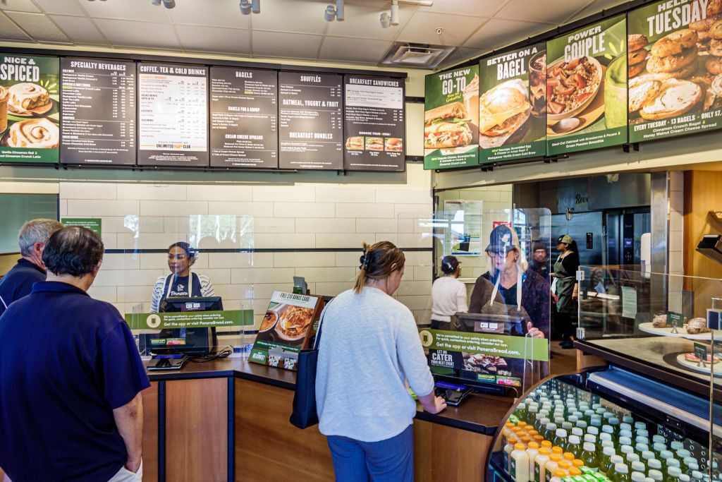 Customers in line at a Panera