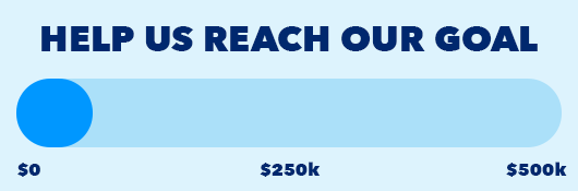 blue progress bar moving from left to right with numbers under it from left to right: $0, $250k and $500k