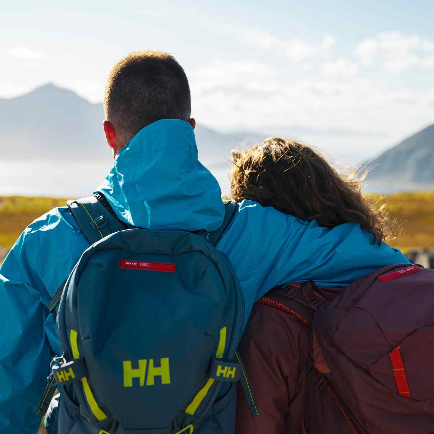 Two hikers with Helly Hansen Backpacks
