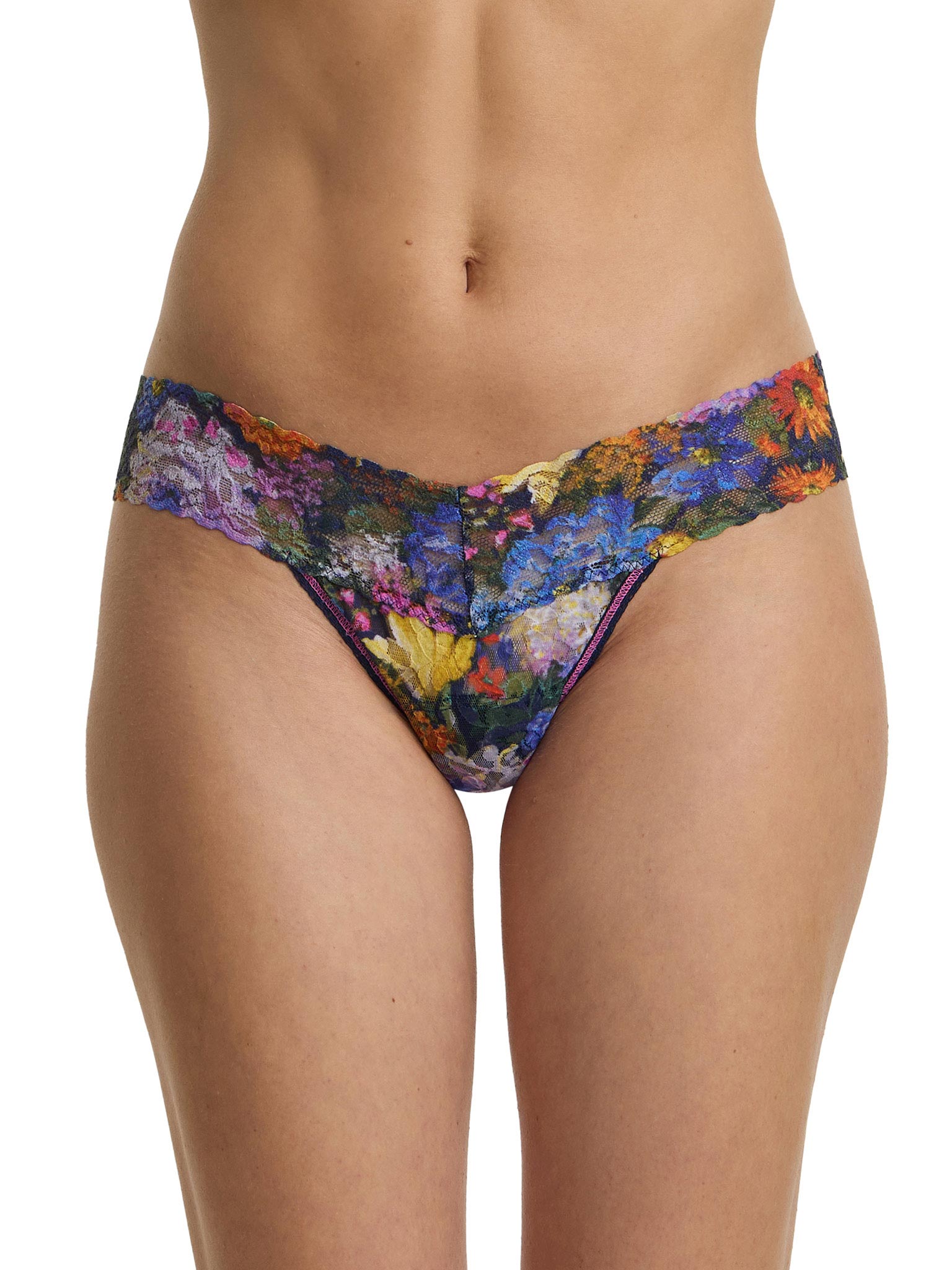 Image of Printed Signature Lace® Low Rise Thong Impressionist Floral Print