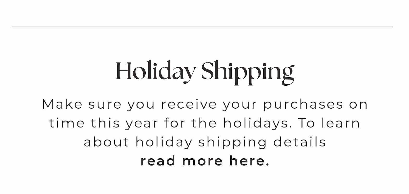 Holiday Shipping Details