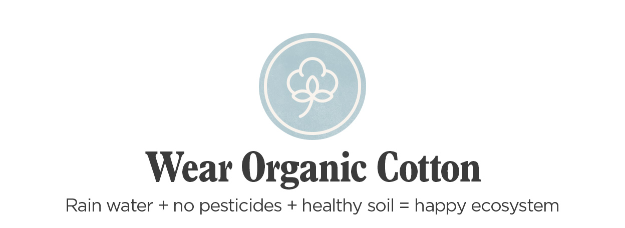 Wear Organic Cotton | Rain water + no pesticides + healthy soil=happy ecosystem