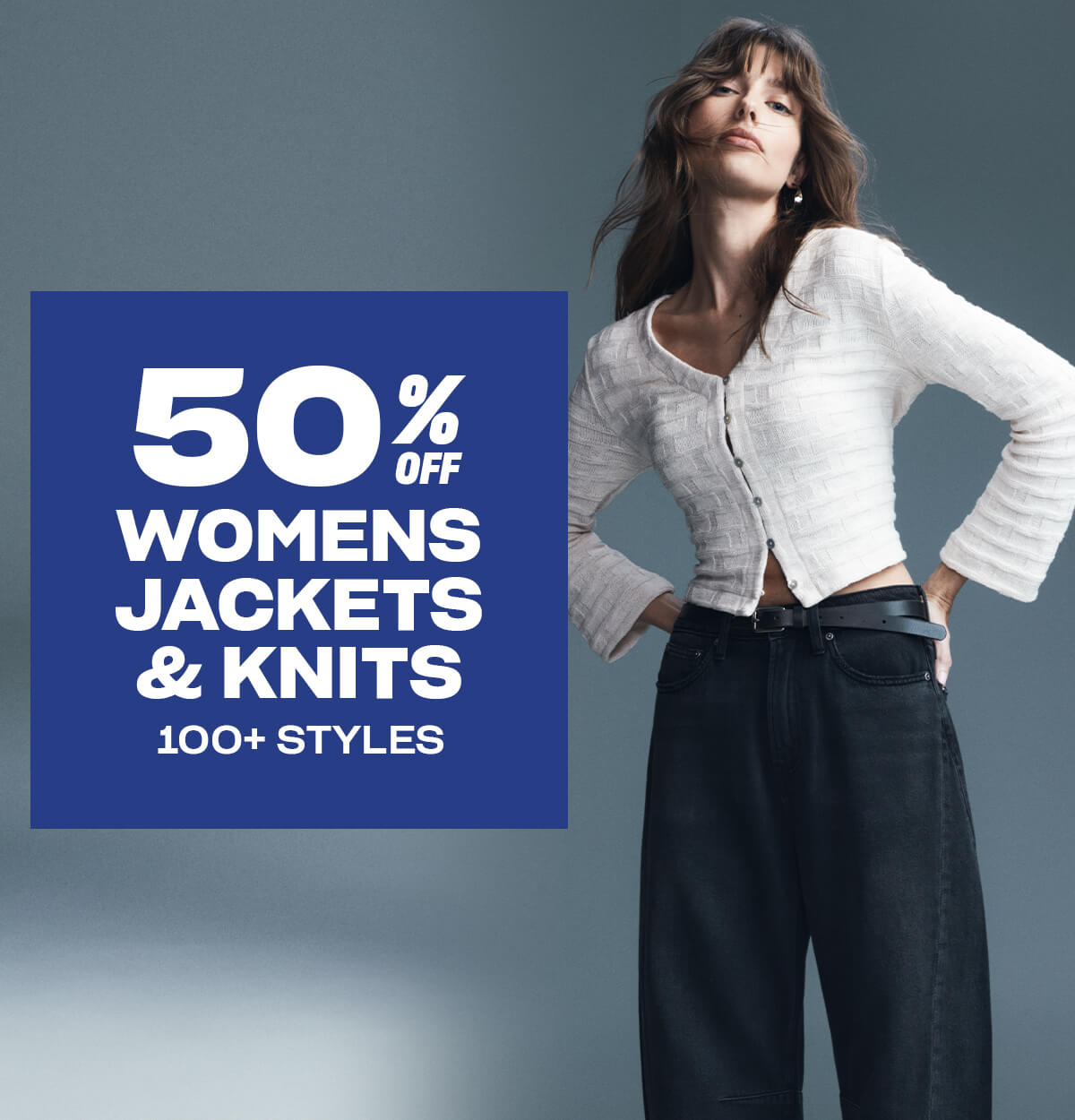50% off womens knits and jackets