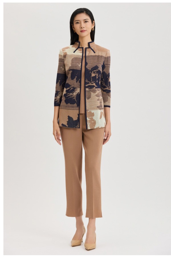 Floral Jacquard Ombre Knit Jacket