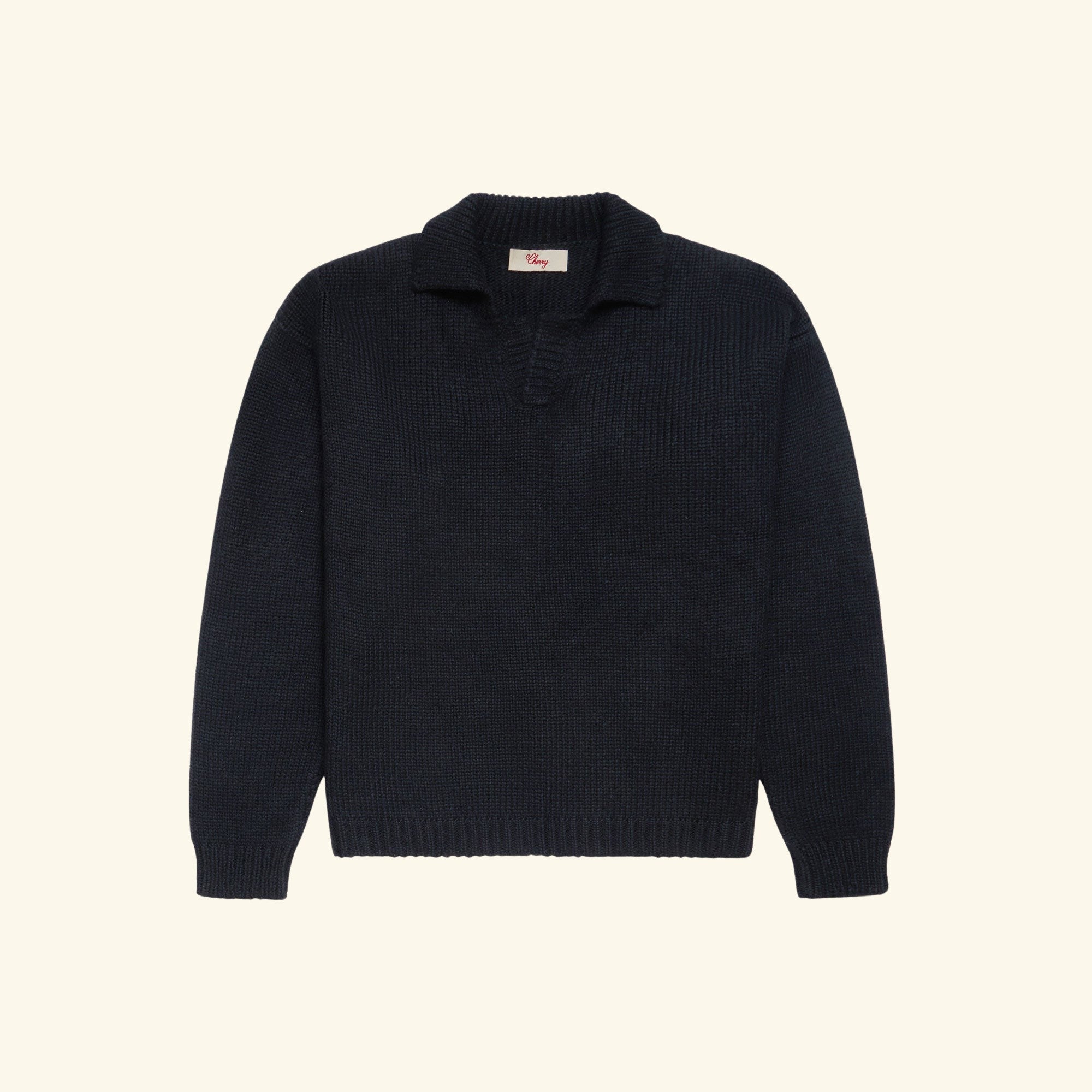 Image of Alpaca Knit Henley (Black)