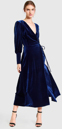 Current Mood Velvet Wrap Dress - Royal Blue