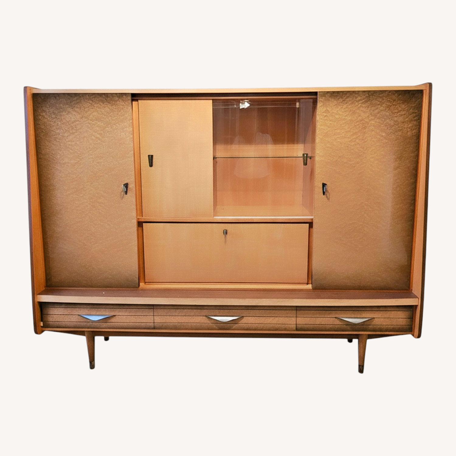 Image of Vintage German Mcm Bar Cabinet Wall Unit