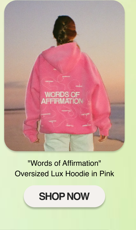 "Words of Affirmation" Oversized Lux Hoodie in Vintage Washed Pink