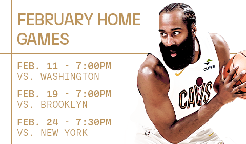 February Home Games - Feb 11 vs Washington, Feb 19 vs Brooklyn, and Feb 24 vs New York