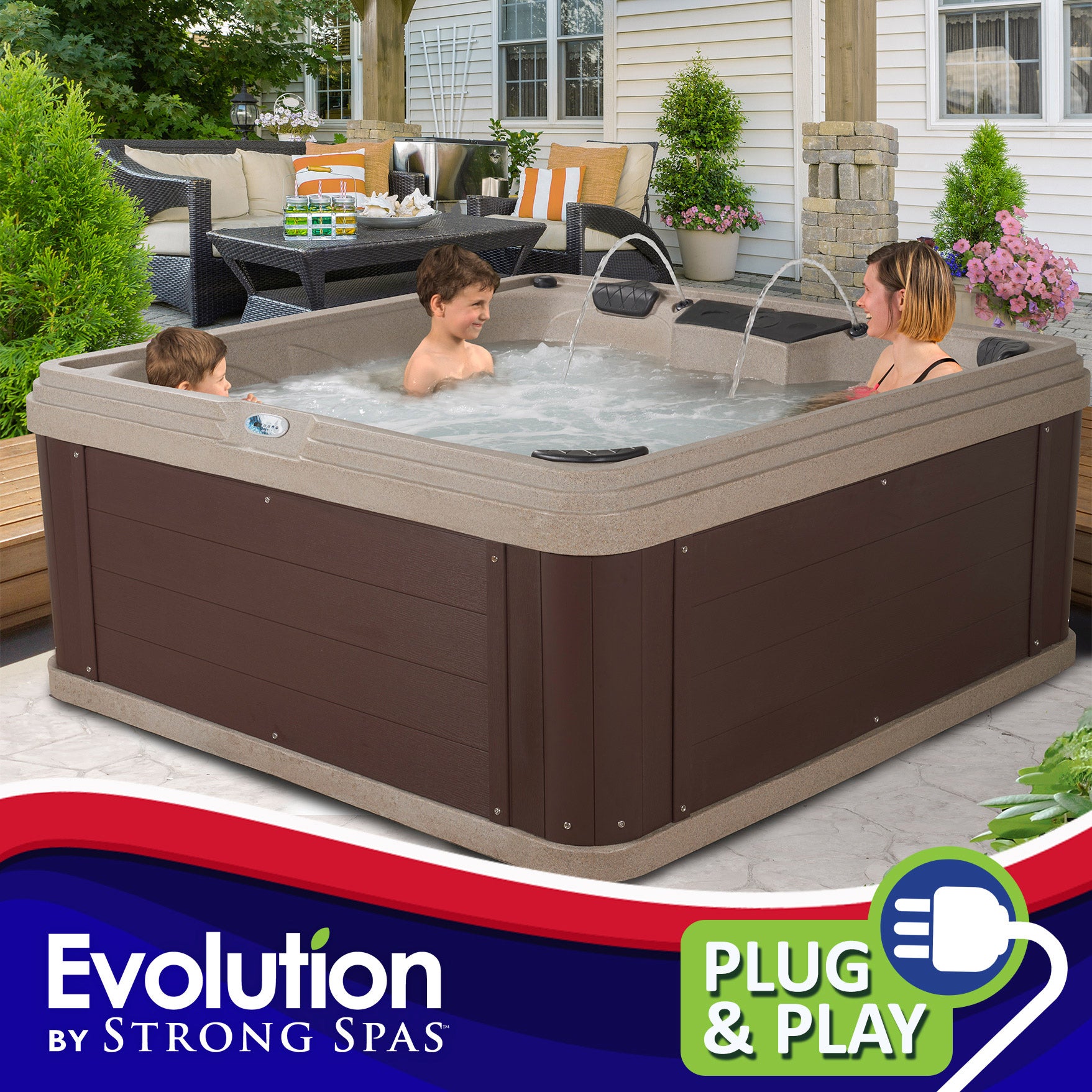 Evolution by Strong Spas Adventure 32-Jet, 6 or 7-Person Rotomolded Spa, Plug-n-Play