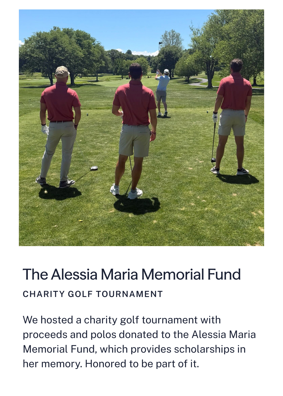 The Alessia Maria Memorial Fund - Charity Golf Tournament