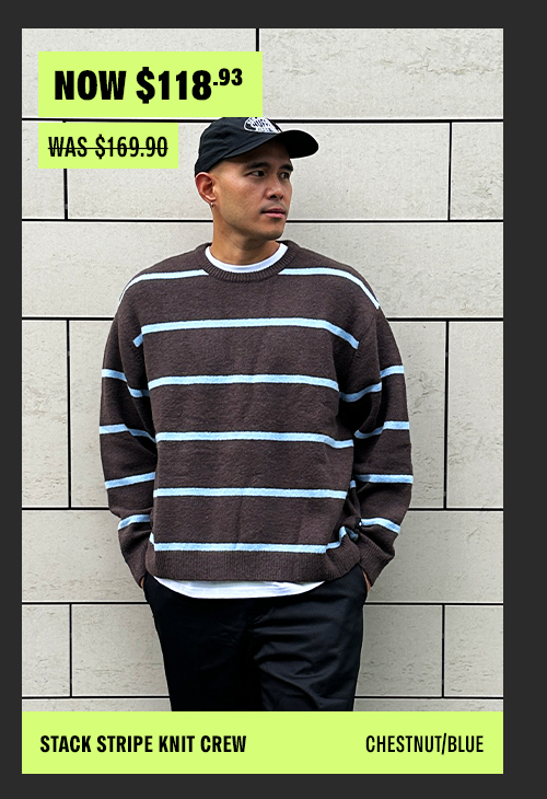 STACK STRIPE KNIT CREW CHESTNUT/BLUE