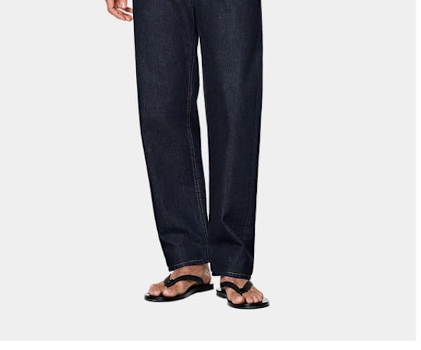 Dark blue straight leg denim