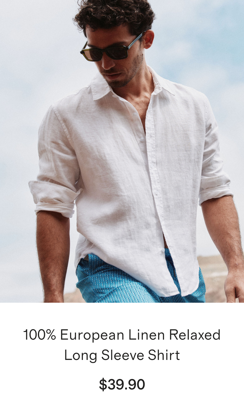 100% European Linen Relaxed Long Sleeve Shirt