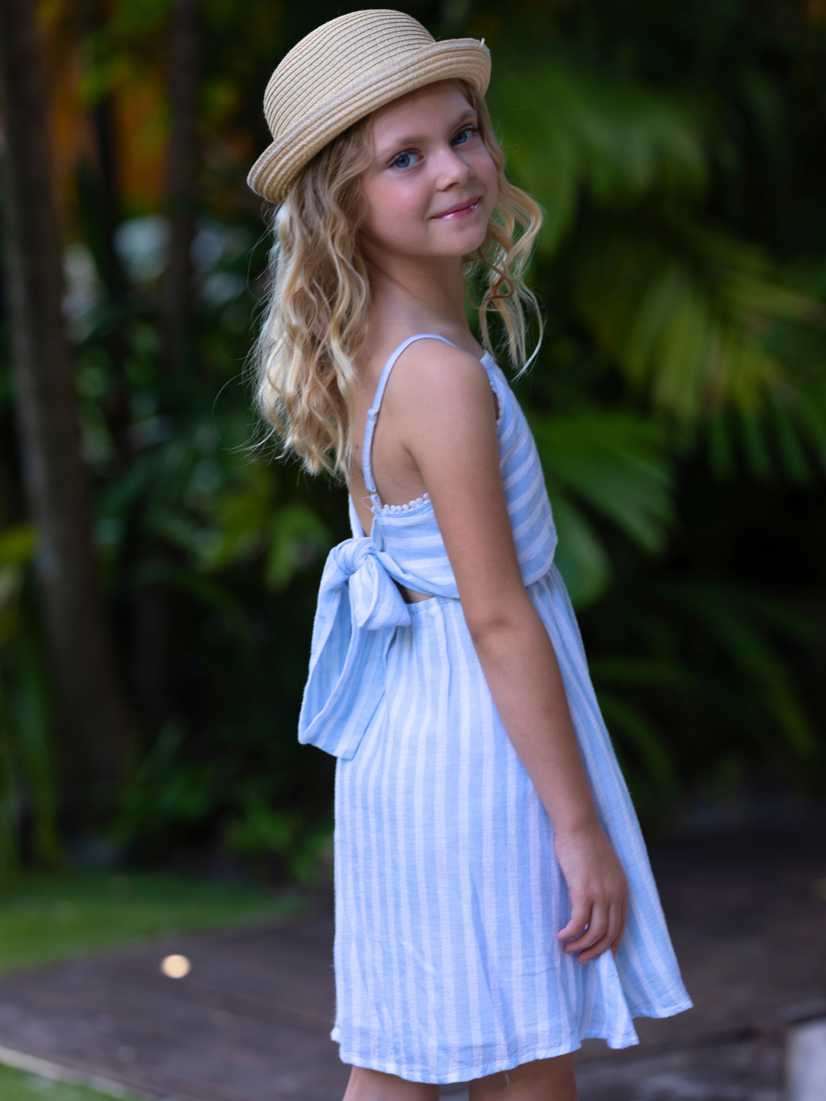 Image of Coastal Blue Stripe Cotton Sundress