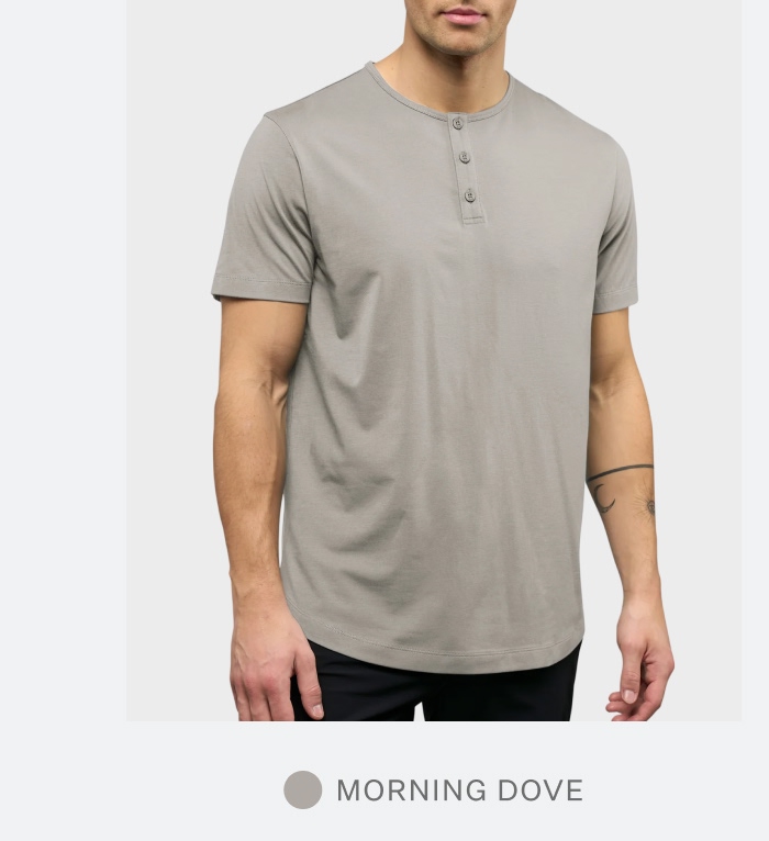 AO Henley Curve-Hem in Morning Dove