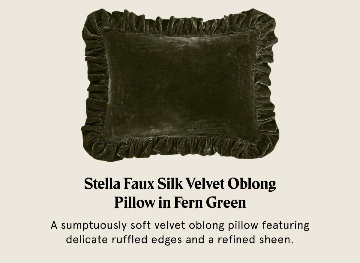 Stella Faux Silk Velvet Oblong Pillow in Fern Green