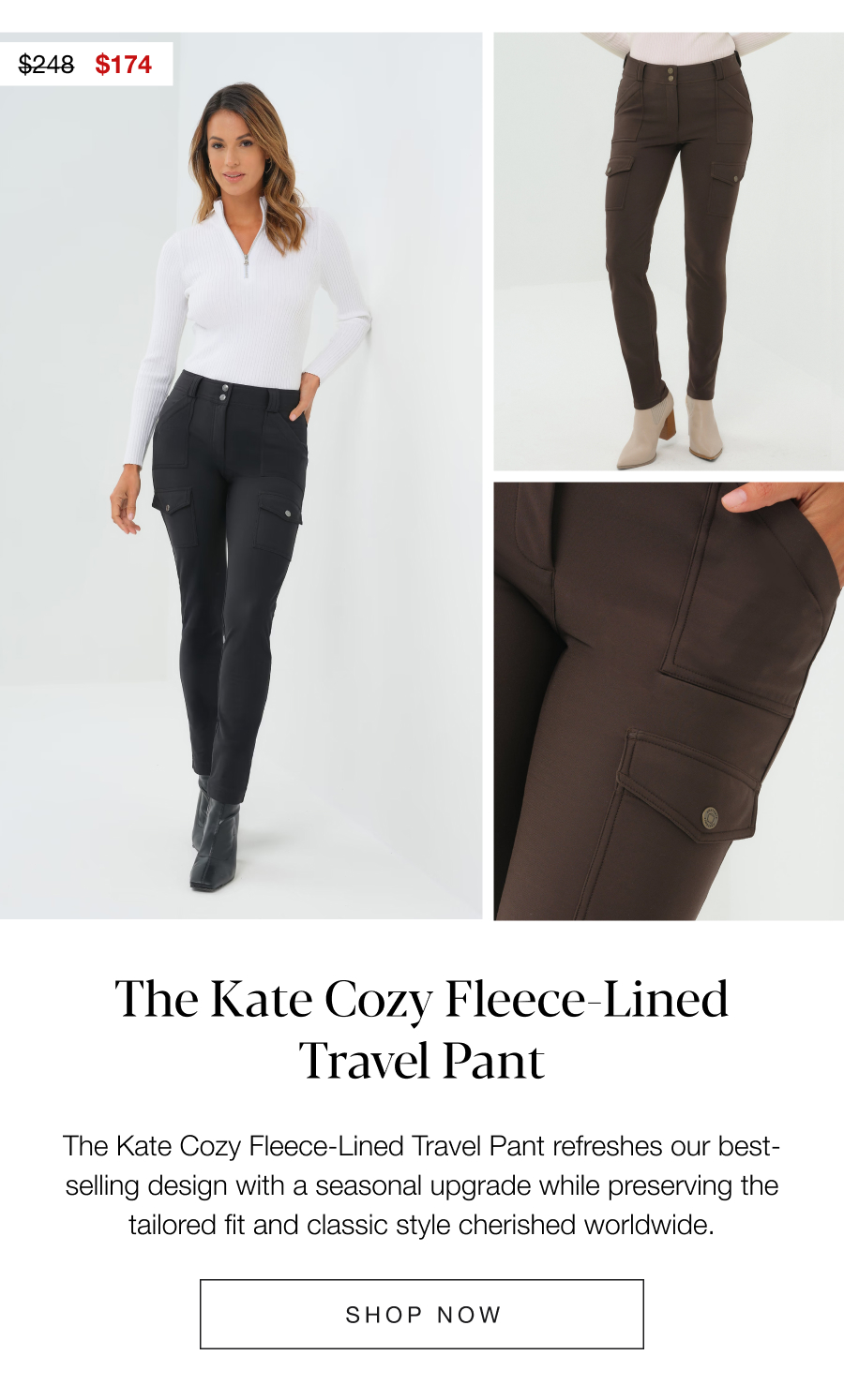 The Kate Cozy Fleece Lined Travel Pant. SHOP NOW