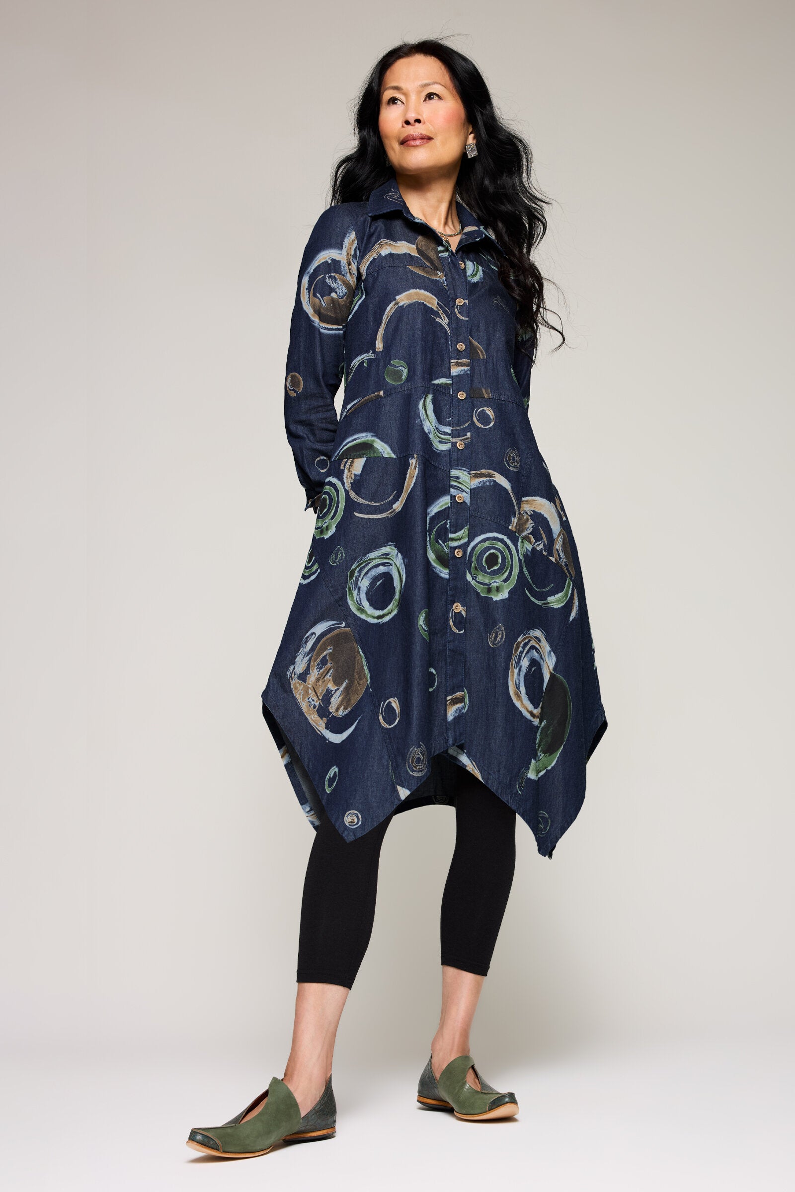 Image of Denim Maeva Shirtdress - Indigo Multi Ring