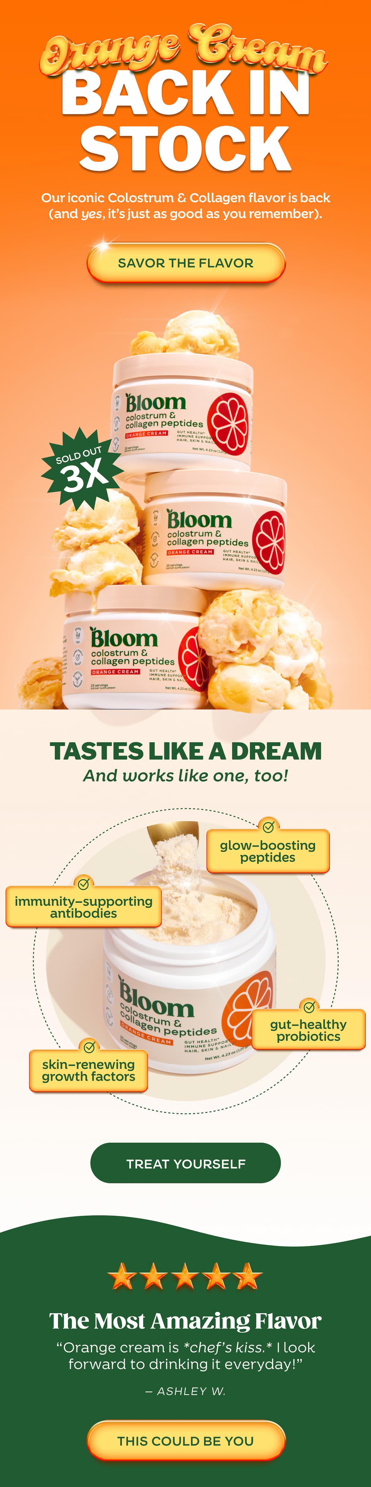 Shop Orange Cream Colostrum. Back in Stock!