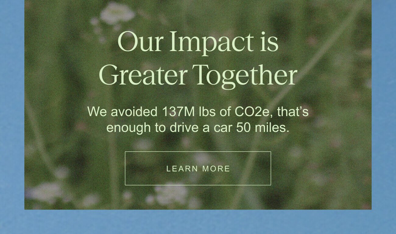 Our Impact is Greater Together | We avoided 137M lbs of CO2e, that’s enough to drive a car 50 miles.