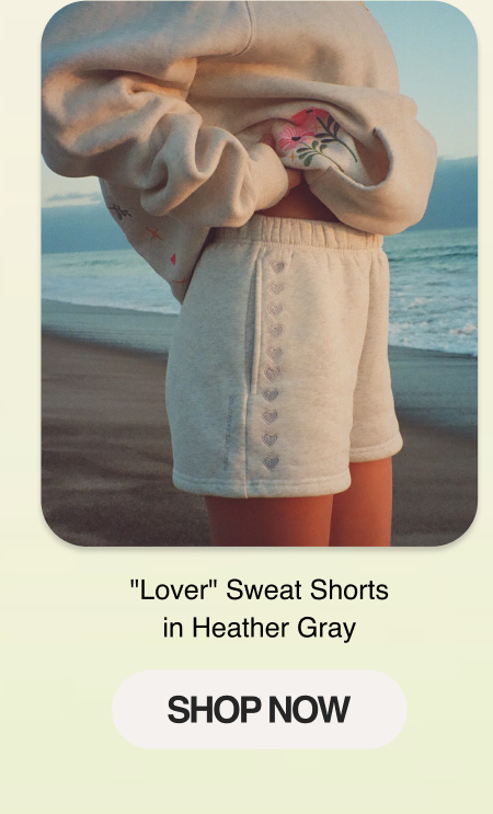 "Lover" Sweat Shorts in Heather Gray