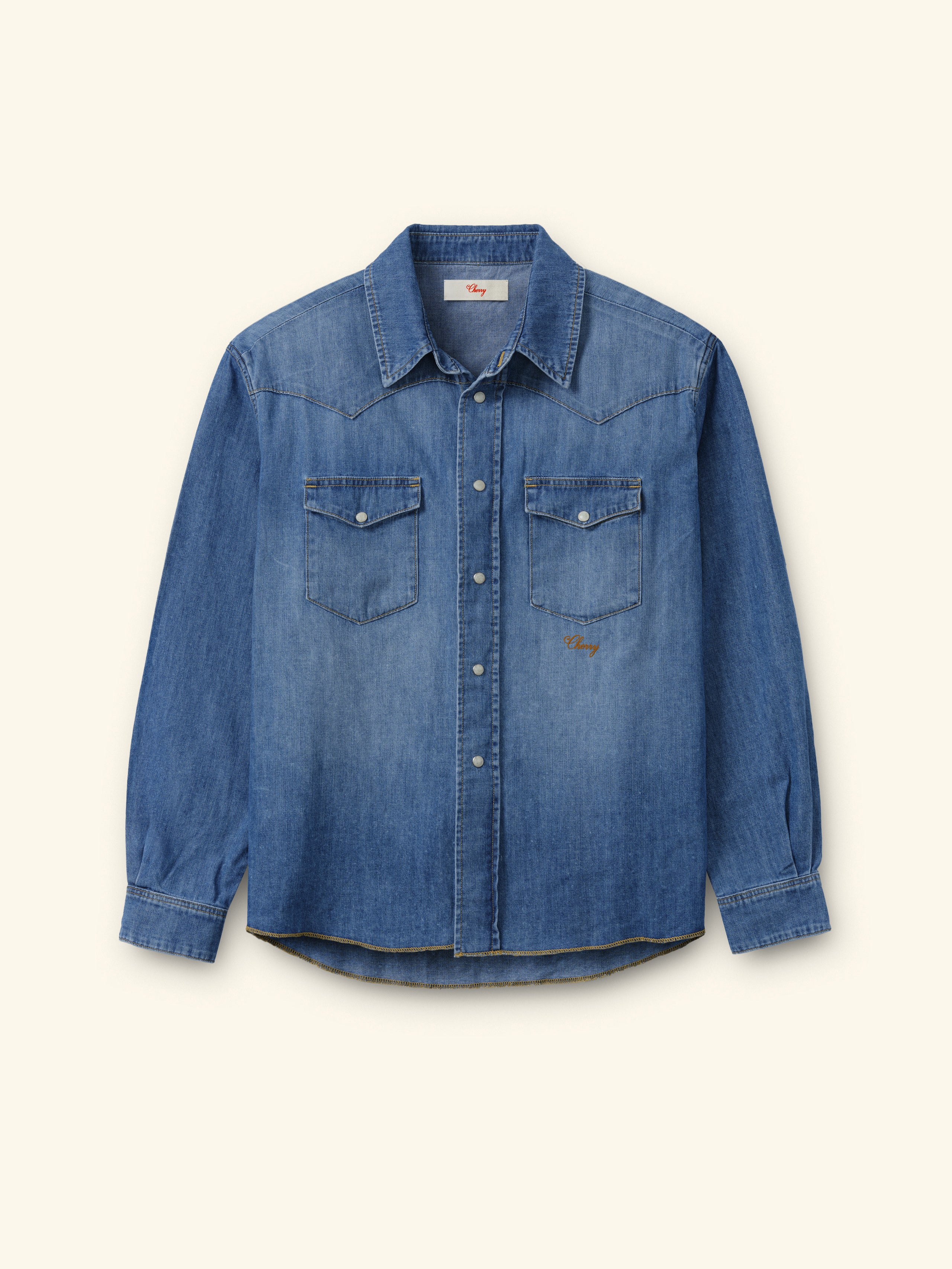Image of Denim Chambray Western Shirt (Medium Wash)