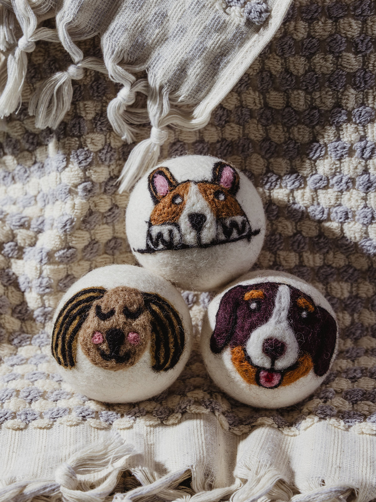 Image of Dog Faces New Zealand Wool Dryer Balls