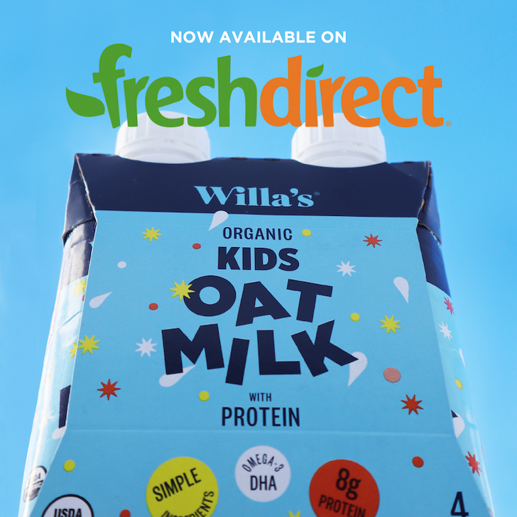 Willa's Kids Oat Milk "Now available on FreshDirect"