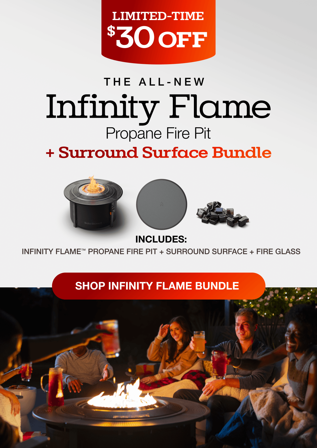 Infinity Flame Propane Fire Pit + Surround Surface