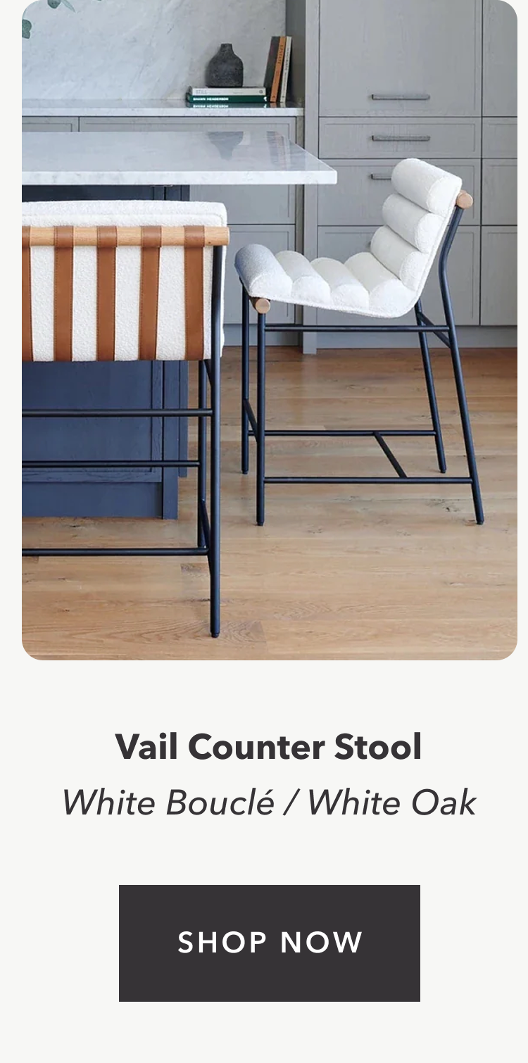 Vail Counter Stool White Bouclé / White Oak