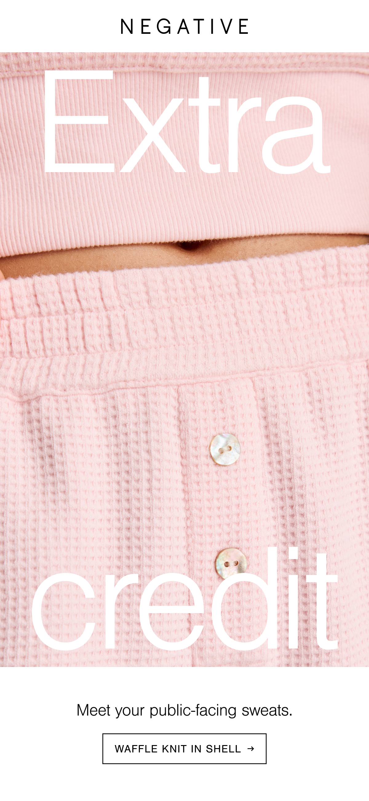 Introducing Waffle Knit in Shell. A rose-tinted cherry blossom blush pink tone.