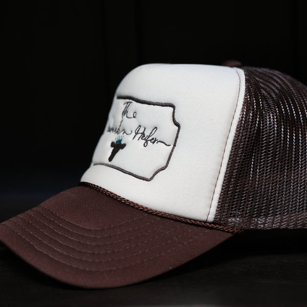 The Handmade Heifer: Khaki/ Chocolate Trucker Hat