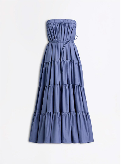 Parachute Cotton Tier Dress Denim