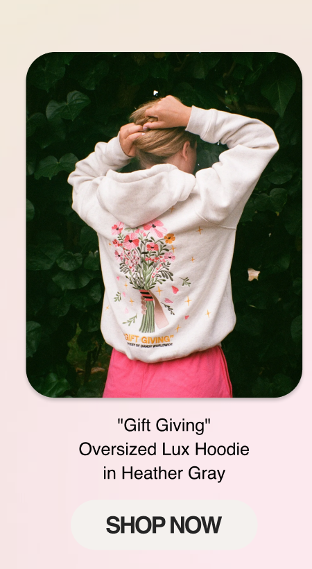"Gift Giving" Oversized Lux Hoodie in Heather Gray