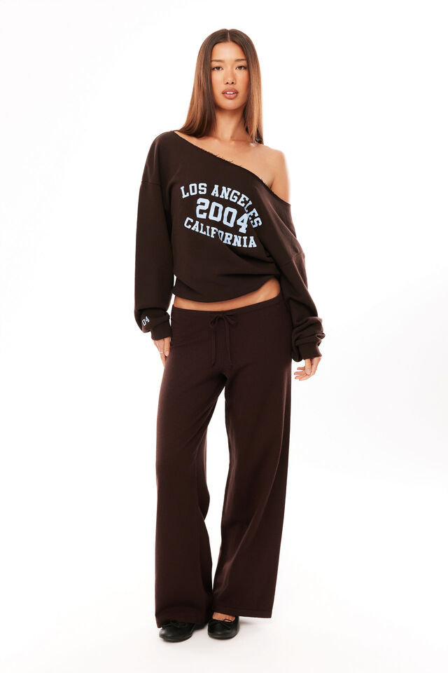 Em Off Shoulder Fleece Jumper $50