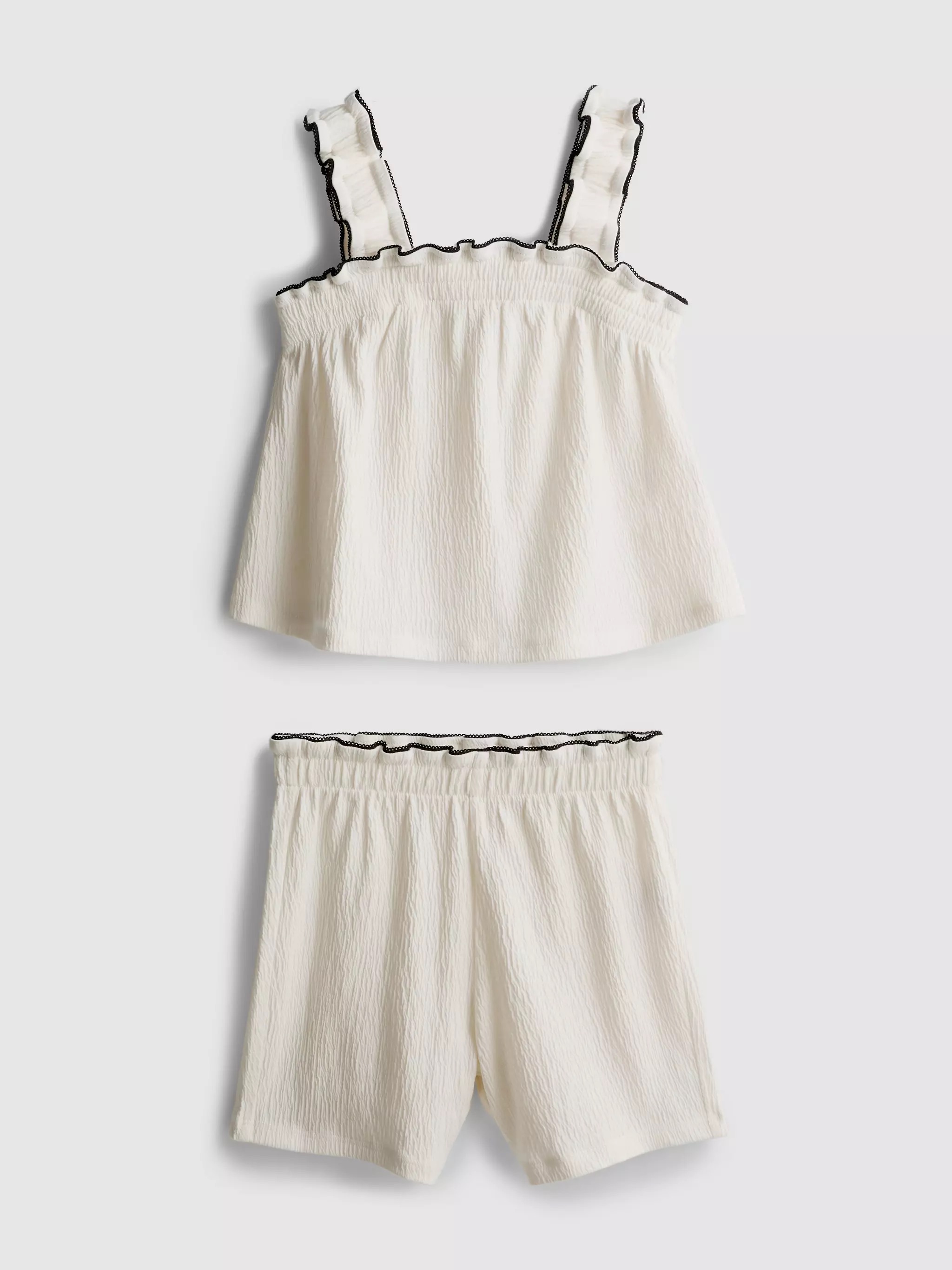 Crinkle Textured Blouse and Shorts Set