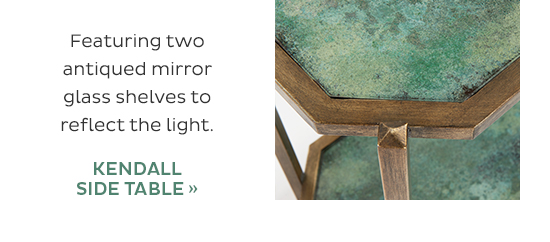 Featuring two antiques mirror glass shelves to reflect the light. - Kendall side table