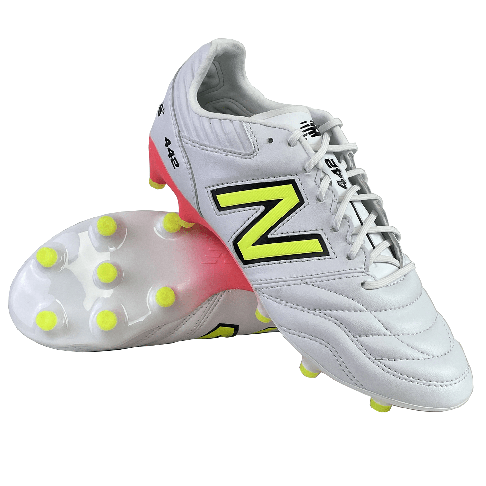 Image of New Balance 442 V2 Pro FG Boots - White/Energy Red/Hi-Lite