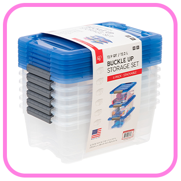 IRIS 12.9-Quart Buckle Up Storage Bin, 6-Pack